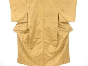 リサイクル　重ね亀甲に井桁模様織り出し手織り節紬着物